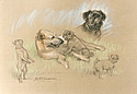 Lurcher and Pug by Barrie Linklater